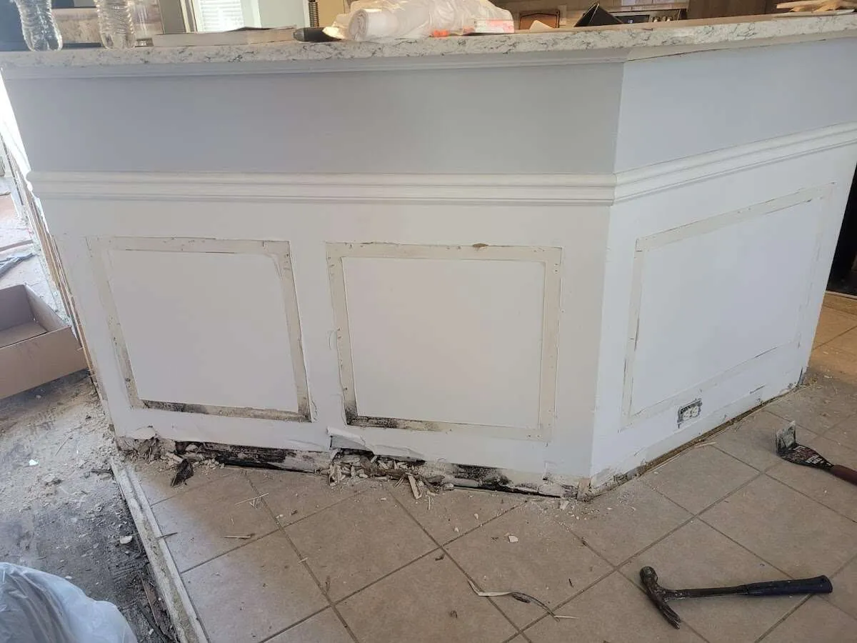Water damage and mold on kitchen during Storm Damage Restoration in Frankford